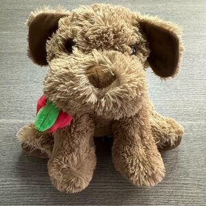 Russell Stover Coco Love Pup Plush 11” Red Rose Mouth Valentine Day gift
